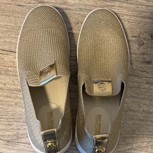 Michael Kors Gold Knit Slip-On Sneakers